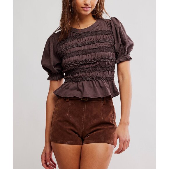 🆕 FREE PEOPLE Maxey Knit Top / French Chocolate - Picture 1 of 6